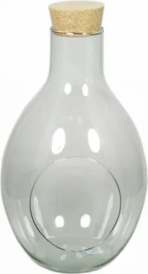 Produktbild von INNA-Glas Terrarium Flasche Glas VINELLA mit Korken, klar, 48,5 cm, Ø 30 cm - Dekovase