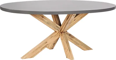 Obrázek produktu pro BELIANI Zahradní jídelní stůl šedý beton nohy akáciové dřevo 190 x 100 cm industirální styl zahrada exteriér