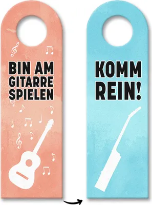 Produktbild von Bin am Gitarre spielen oder komm rein Türhänger