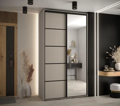 Produktbild von Kleiderschrank INDIRA 5 - 140/60 cm, Kaschmir / Schwarz