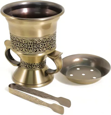Produktbild von Klassischer Räucherofen mit Griff - 11,5 cm. Metallener Räucherofen für Oud und Bakhoor, geeignet für Harze, Holzkohle, Salbei und Räucherstäbchen