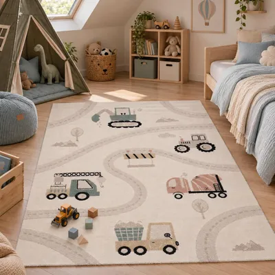 Produktbild von Kinder Teppich Happy Kids Baustelle, Größe:200x290 cm