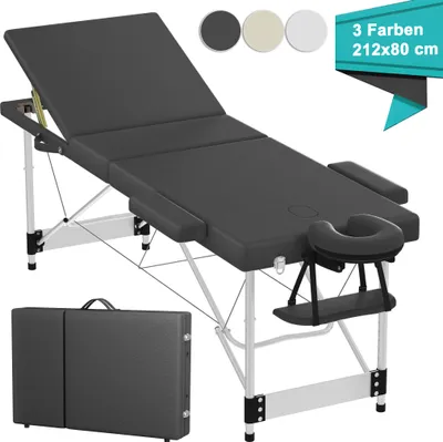 Image de XINZI table de massage pliante, réglable en hauteur avec une capacité de charge de 230 kg, revêtement en PVC et rembourrage épais en mousse,(noir)