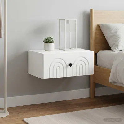 Image de vidaXL Table de chevet murale, lot de 2, blanc, 49 x 34,5 x 20 cm