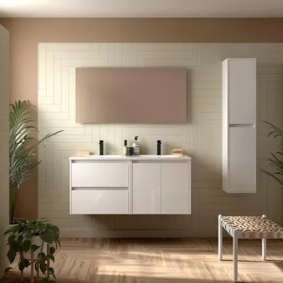 Immagine prodotto di Salgar mobili da bagno NOJA 1200 2 ante e 2 cassetti BIANCO LUCIDO + lavabo