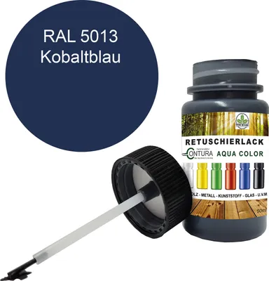 Produktbild von Reparaturlack Lackstift RAL Lack Pinselflasche 50ml. Farbe Holz Metall Möbel Auto Bad Retuschierlack - RAL 5013 Kobaltblau