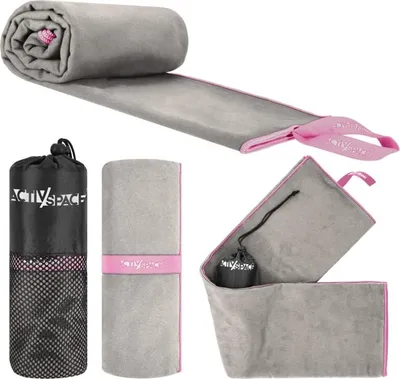 Immagine prodotto di Asciugamano in microfibra ad asciugatura rapida 180 x 90 cm grande - grigio-rosa