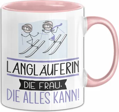 Produktbild von Langläuferin Geschenk Tasse Becher Die Frau Die Allen Kann Geschenkidee für eine Langläuferin Lustig (Rosa)