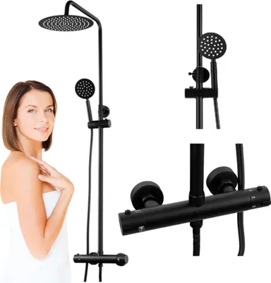 Produktbild von Aufputz-Brausegarnitur mit Thermostat S-1170B Schwarz