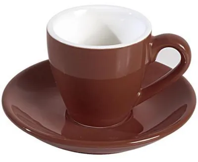 Obrázek produktu pro Espressová šálka s podšálkem, objem 80 ml, porcelán, hnědá barva