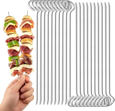 Zdjęcie produktu dla Szaszłyki ze stali nierdzewnej, 21 cm, 20 sztuk, do grillowania