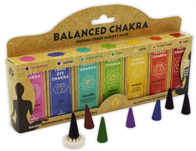 Obrázok produktu pre Balanced Chakra - Sada vonných tyčiniek na harmonizáciu tela a mysle, 7 vôní x 10 ks