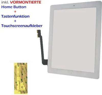 Produktbild von Touchscreen + Displayglas kompatibel mit Apple iPad 3/4 - iPad 9.7 (2012) weiss (A1416, A1458)