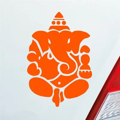 Produktbild von Auto Aufkleber Buddhismus Elefant Ganesha Buddha 12x8 cm Orange Sticker Heckscheibenaufkleber