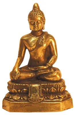 Produktbild von Buddha Figur aus massivem Messing, 6 cm hoch