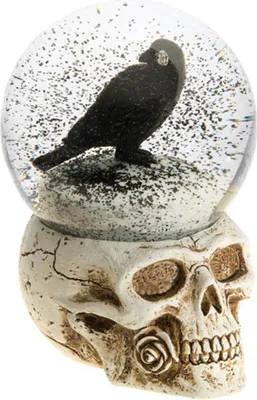 Zdjęcie produktu dla Halloweenowa kula śnieżna z czaszką i krukiem 15,6 cm -