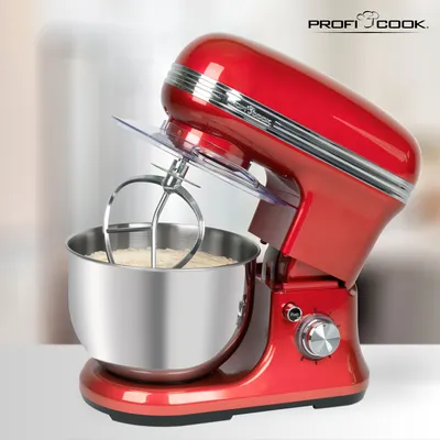 Zdjęcie produktu dla ProfiCook PC-KM 1197, 5 l, Czerwony, Stal nierdzewna, obrotowy, 3 kg, Stal nierdzewna, 1200 W
