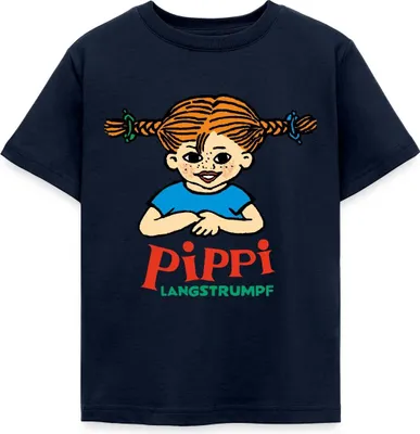 Produktbild von Spreadshirt Pippi Langstrumpf Logo Kinder T-Shirt, 122/128 (7-8 Jahre), Navy