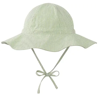 Produktbild von Baby Sonnenhut mit UV-Schutz UPF 50+ Grün-Weiß Streifen 6-12 Monate Baumwolle