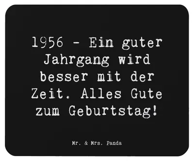 Produktbild von Mr. & Mrs. Panda Mousepad Spruch 1956 Geburtstag - Schwarz - Geschenk, pc mauspad, Mouse Pad, Happy Birthday, computer, Alter, Meilenstein, liebevoller Gruß, laptop