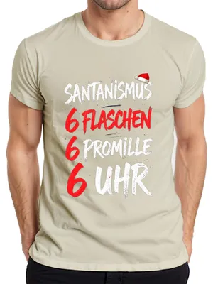 Zdjęcie produktu dla SANTANISM 6 BOTTLES 6 PROMILLE Śmieszny prezent na imprezę bożonarodzeniową Koszulka męska, Nature, L