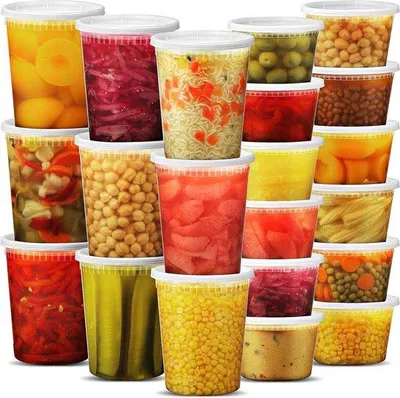 Zdjęcie produktu dla Garnek z pokrywką – zestaw 48 sztuk: miarka o pojemności 24–946 ml i miarka o pojemności 24–473 ml, hermetyczny, do przygotowywania posiłków, bez BPA, nadający się do mikrofalówki