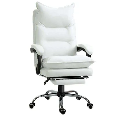 Produktbild von Bürostuhl – Gaming-Stuhl – Computerstuhl – 155° Neigung – gepolsterte Armlehnen/Fußstütze – 360° drehbar, höhenverstellbar – 66 x 72 x 130 cm – weiß