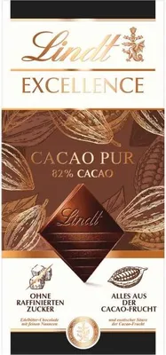 Produktbild von Lindt Excellence Cacao Pur Schokolade aus der Cacao Frucht 50g