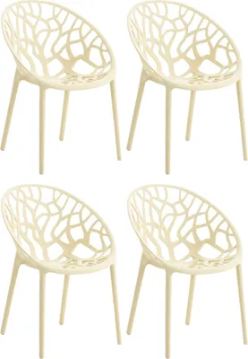 Produktbild von CLP 4er Set Gartenstuhl Hope, Modernes Design, Wetterfest, Stapelbar, Mit Armlehnen creme
