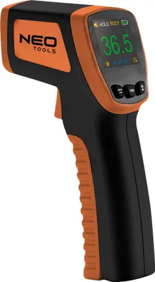 Obrázek produktu pro Měřicí přístroj teploty NEO TOOLS, třída krytí IP44, měřicí vzdálenost 5 - 15 cm, provozní teplota 16 - 35 °C, měřicí rozsah 32 - 42,9 °C, přesnost měření 0,2 °C, pouzdro ABS, barevný displej