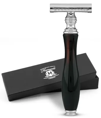 Produktbild von Rasierhobel mit Doppelklinge für Damen und Herren, Harz, Rot & Schwarz Pack, Rutschfester, verstellbarer Nassrasierer aus hochwertigem Messingharz