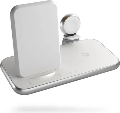Produktbild von Zens Aluminium Series 4 in 1 - Kabelloses Ladegerät + AC-Netzteil - 45 Watt - Apple Fast Charge, FC (USB) - auf Kabel: USB-C - weiß
