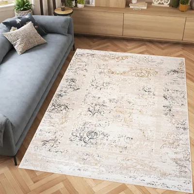 Image de Tapis HERA Moderne Crème Beige Salon Chambre 120 x 170 cm