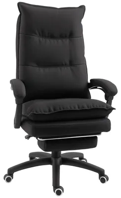 Obrázek produktu pro Ergonomická masážní židle – s nastavitelnou výškou – otočná – s funkcí naklápění – s opěrkou nohou – materiál: polyester – barva: černá