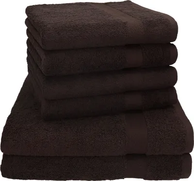 Produktbild von Betz 6-tlg. Handtuch-Set PREMIUM - 2 Liegetücher 4 Handtücher 100% Baumwolle Farbe: dunkelbraun
