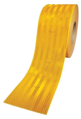 Zdjęcie produktu dla Taśma foliowa odblaskowa, samoprzylepna, o wysokiej wydajności fotometrycznej, 5 m x 5 cm, żółto-złota