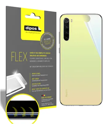 Produktbild von 2x Schutzfolie für Xiaomi Redmi Note 8T Rückseite Folie, 100% Displayabdeckung, dipos Flex