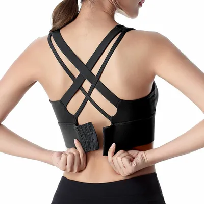 Produktbild von Sportunterwäsche Damen 1 Stück, Mit Gekreuzten Trägern, Hocher Halt Für Laufen Und Yoga, Schwarz XXL