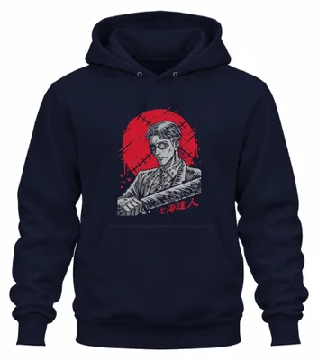 Produktbild von Samurai Katana Anime Yakuza Gentleman Blut Noir Steampunk Hoodie Kapuzenpullover, Navy, M