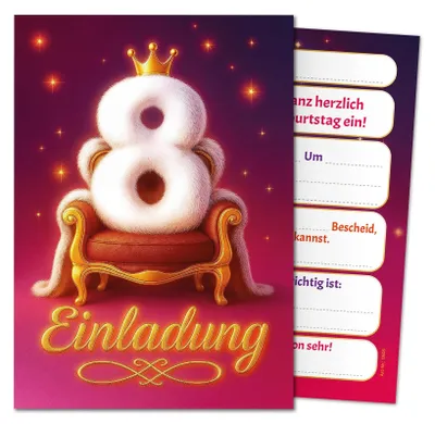 Zdjęcie produktu dla Elzusha - 8 zaproszeń na 8. urodziny dziewczynki