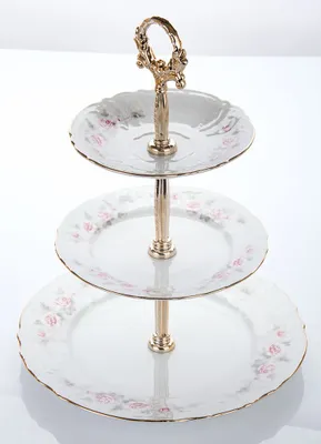 Obrázek produktu pro Thun 1794 Etažérka, český porcelán, Bernadotte, růže, zlatý proužek, Thun