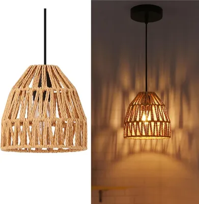 Productafbeelding van "NARA" hanglamp van gevlochten papierkoord – lampenkap met een diameter van 17 cm, E27-fitting