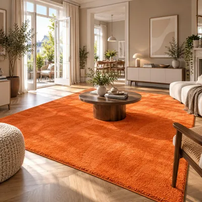 Produktbild von Hochflor Shaggy Teppich Palace Orange, Größe:160x200 cm