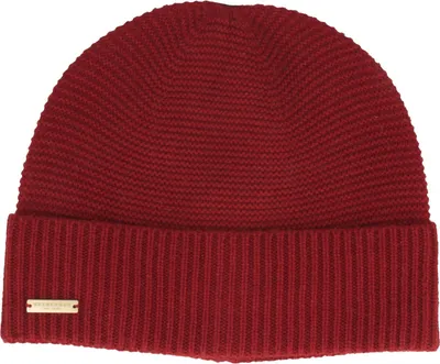 Seeberger Beanie mit Rippstrick-Umschlag in rot