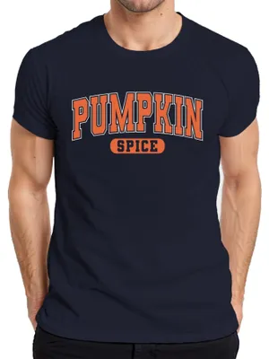 Productafbeelding van Pompoenkruiden, herfst, Halloween, pompoenlatte, koffie, heren T-shirt, marineblauw, maat M