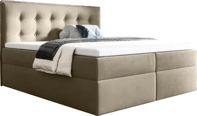 Produktbild von Bettso Boxspringbett Stilvolles Kontinentalbett mit Bettzeugablage für das Schlafzimmer FOCUS beige 160x200