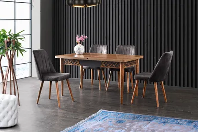 Produktbild von Skye Decor, Mira - 1221, Ausziehbarer Esstisch, Nussbaum, 100 % MELAMINBESCHICHTETE SPANPLATTEN, 130 x 80 x 75 cm