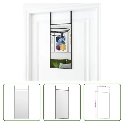Zdjęcie produktu dla The Living Store Lustro na drzwi czarne 30x60 cm szkło i aluminium