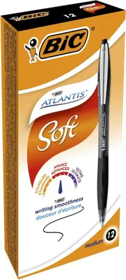 Immagine prodotto di BIC Atlantis Soft Nero Penna a sfera retrattile a clip Medio 12 pz