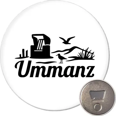 Produktbild von Huuraa Magnet Ummanz Strandmotiv 59mm Kühlschrankmagnet rund Flaschenöffner Geschenkidee